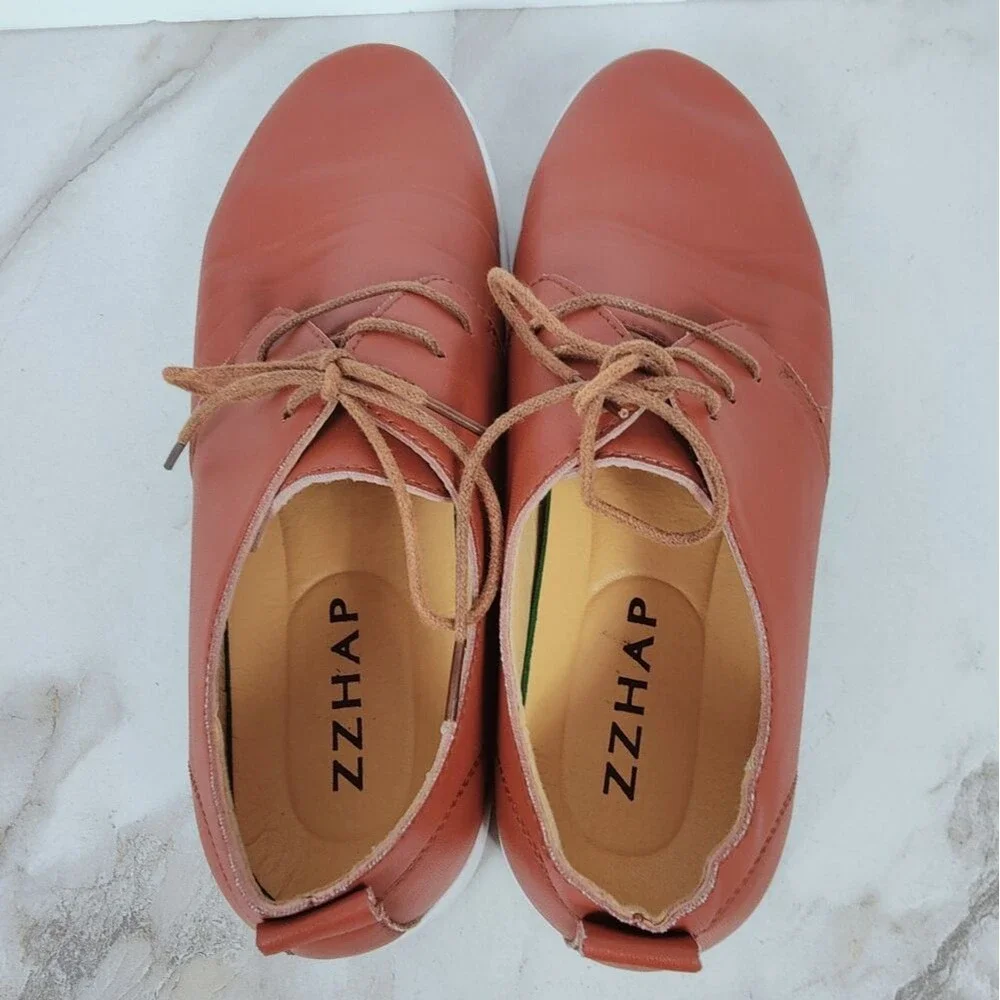 ZZHAP Men's Cognac Casual Oxford Shoes Sneakers, Sz 43 (US Men's 9.5)